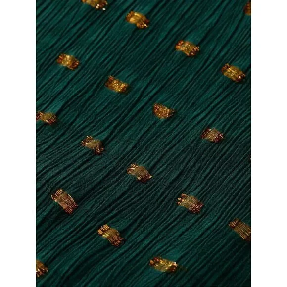 Scotch & Soda Long Sleeved Lurex Jacquard Ruffle Green Dress size M NWT$248 - Picture 5 of 9